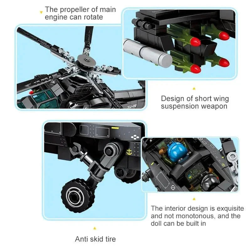 SEMBO 202119 - Z-10 Atack Helicopter - vue 3 | Power Blockz