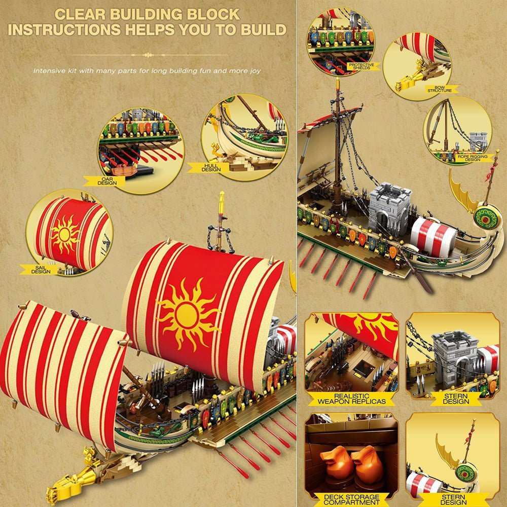 Reobrix 66102 - Greek Warship - vue 2 | Power Blockz