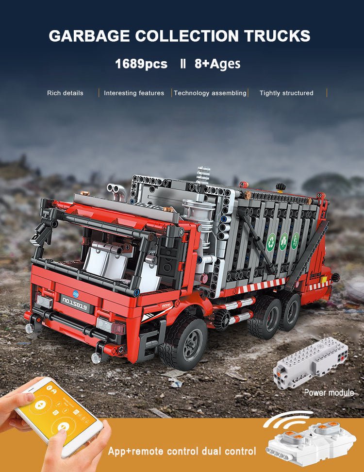 Mould King 15019 - Urban Garbage Collection Truck - vue 5 | Power Blockz