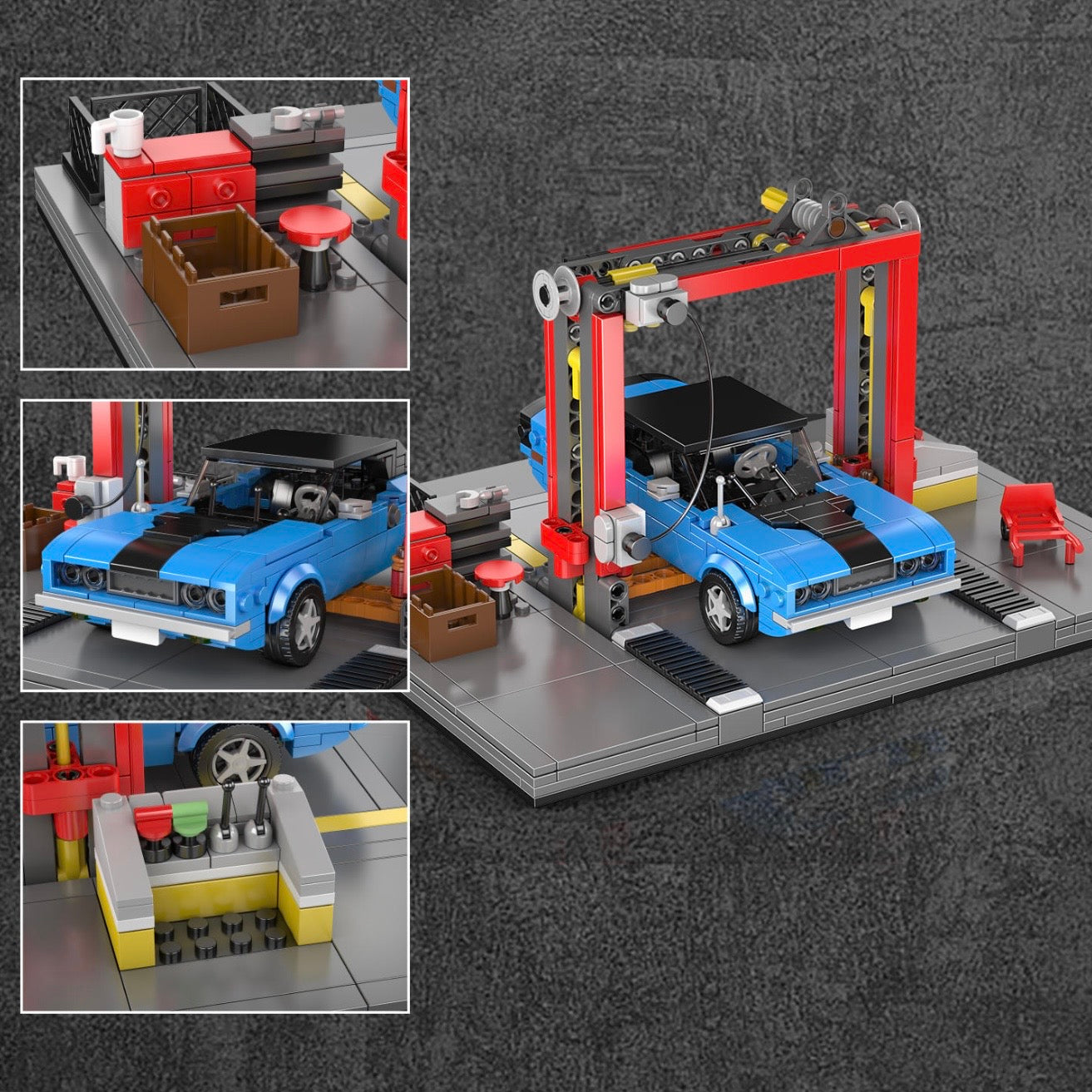 Mould King 24086 - 70s American Auto Repair Shop - vue 4 | Power Blockz