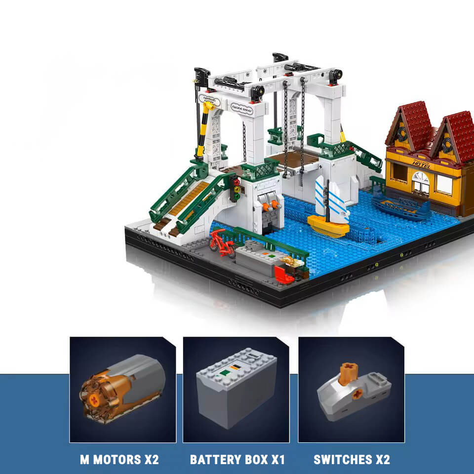 Mould King 16068 - Motorized Nordic Drawbridge - vue 7 | Power Blockz