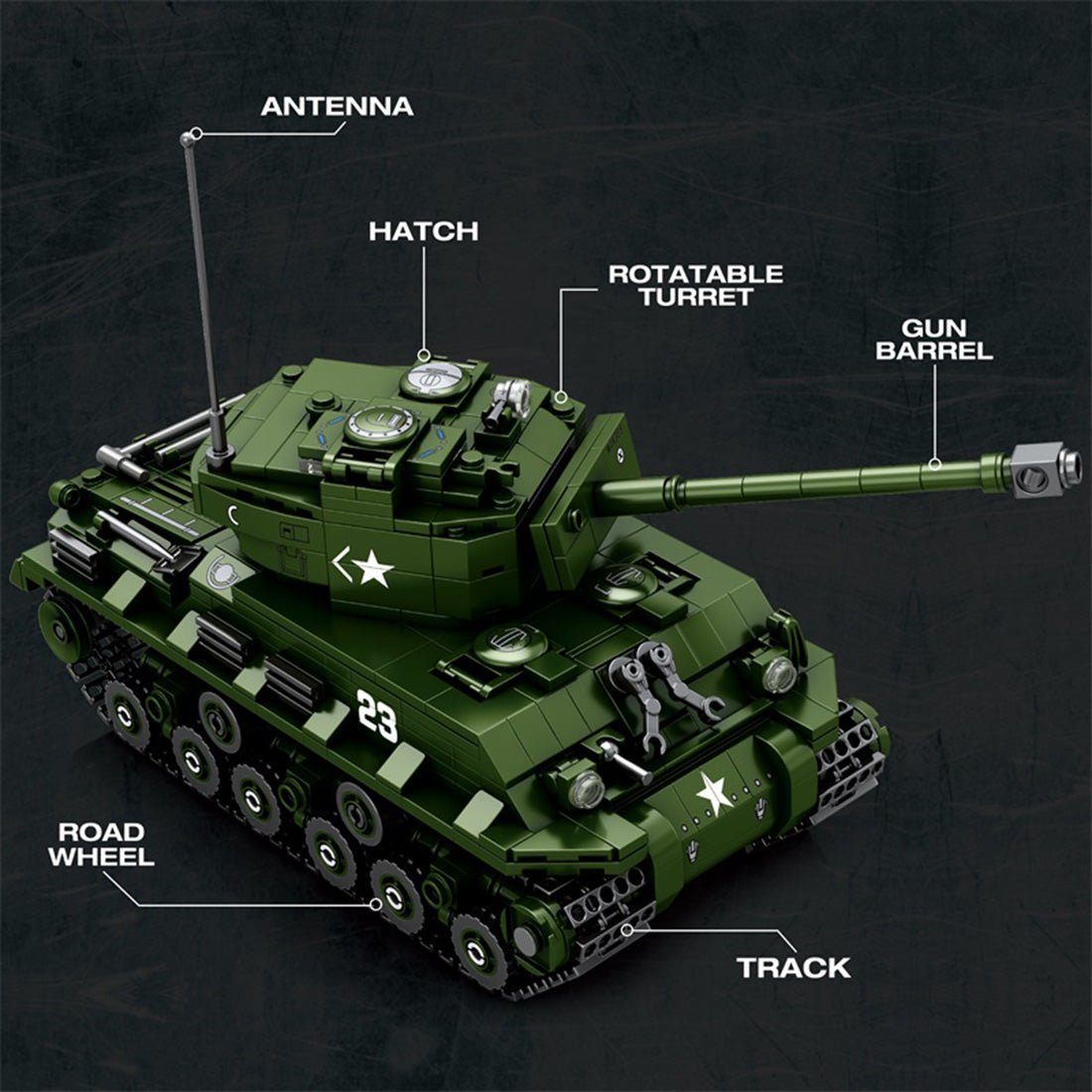 Reobrix 77030 - M4A3E8 Tank - vue 3 | Power Blockz