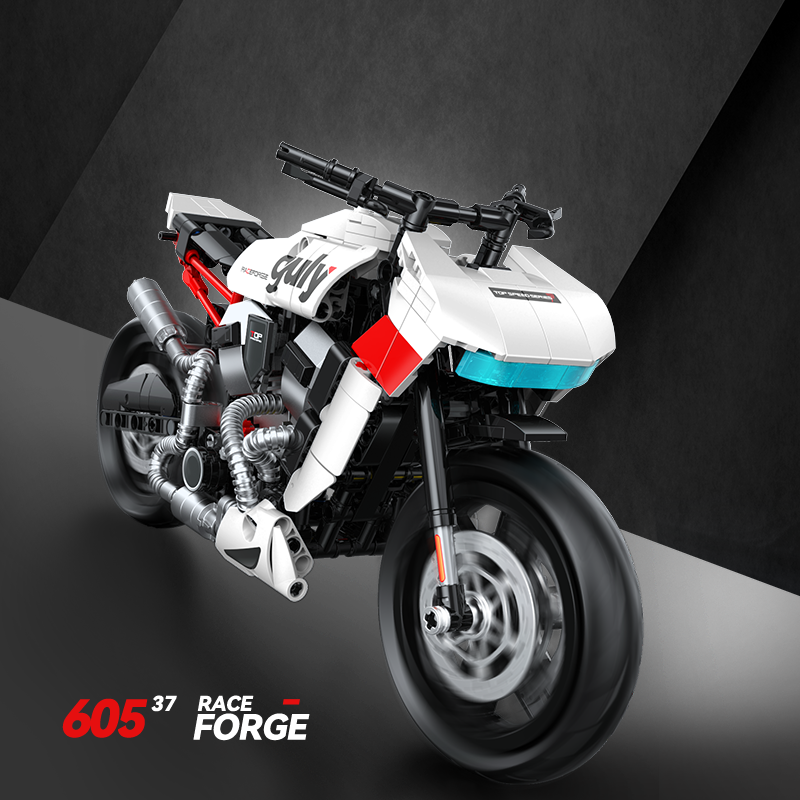 60537 - Arctic Pulse 1:8 Neo-Retro Motorcycle - View 2 | Power Blockz