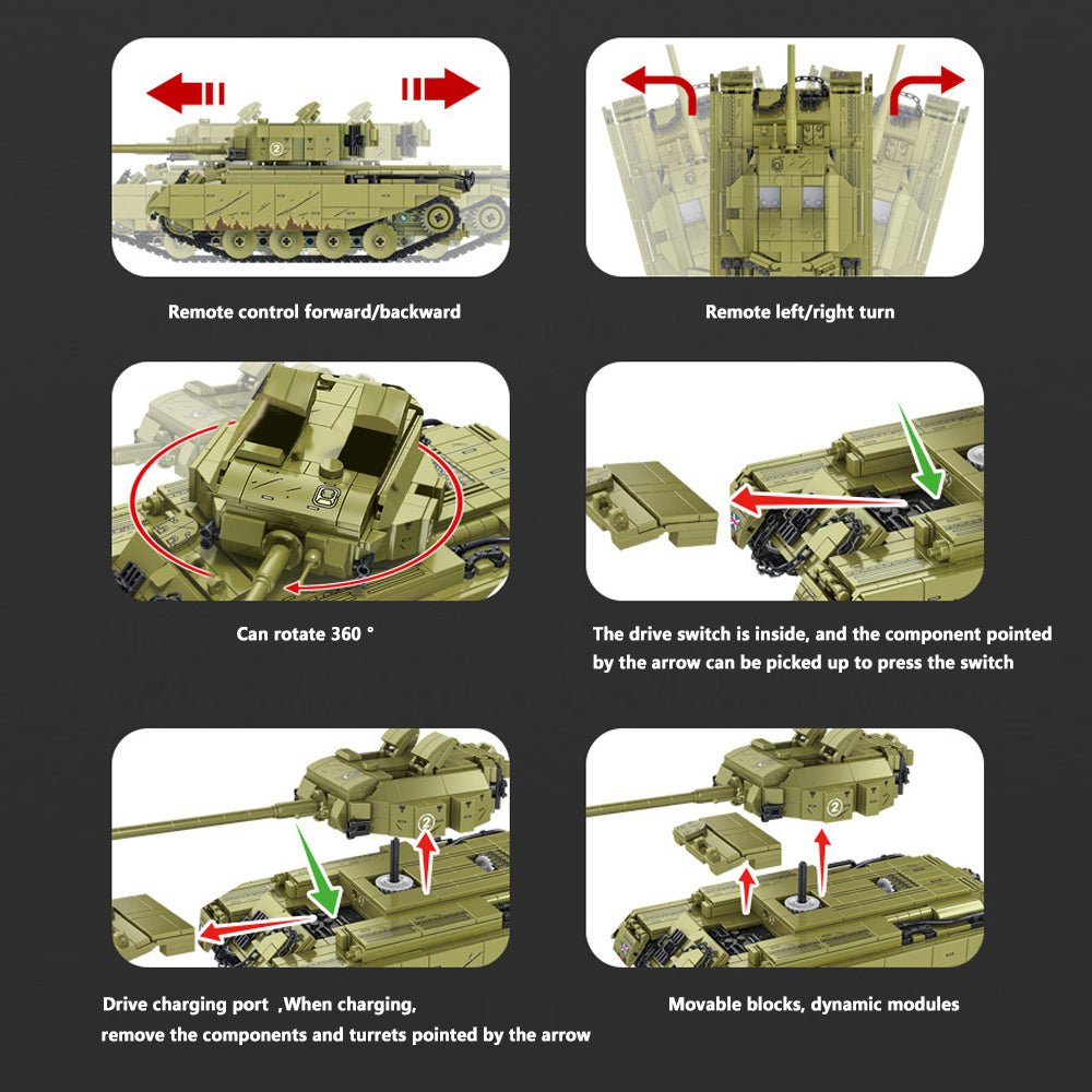 Spebrick 676008 - Centurion Main Battle Tank with Power Functions - vue 6 | Power Blockz