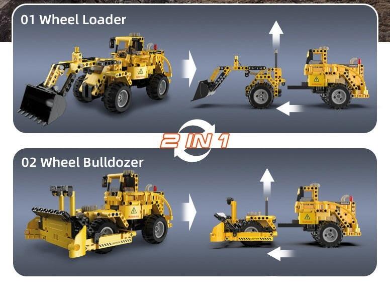CaDA C65004W - Wheel Loader Bulldozer Combo - vue 3 | Power Blockz