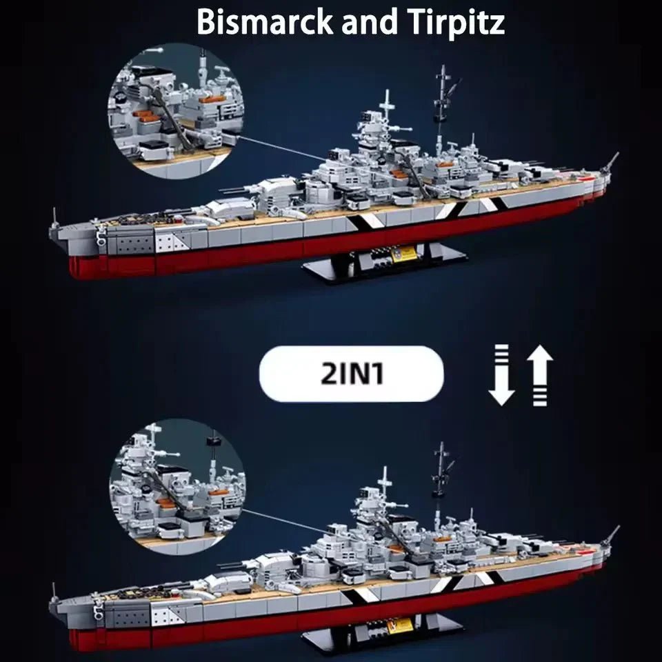 Sluban M38-B1102 - WW2 KMS Bismarck Battleship - vue 2 | Power Blockz