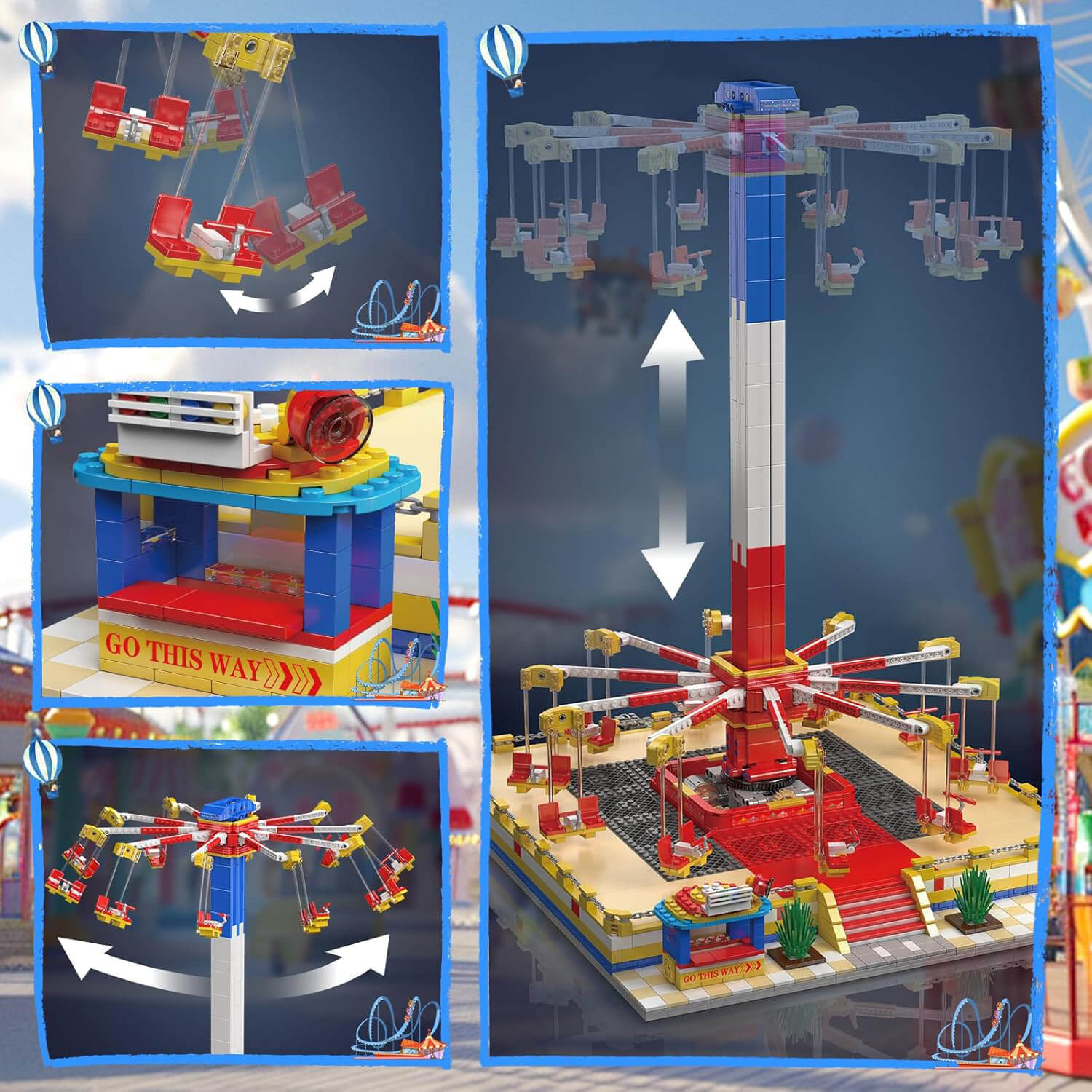 Mould King 11016 - Motorized Swing Carousel - vue 3 | Power Blockz
