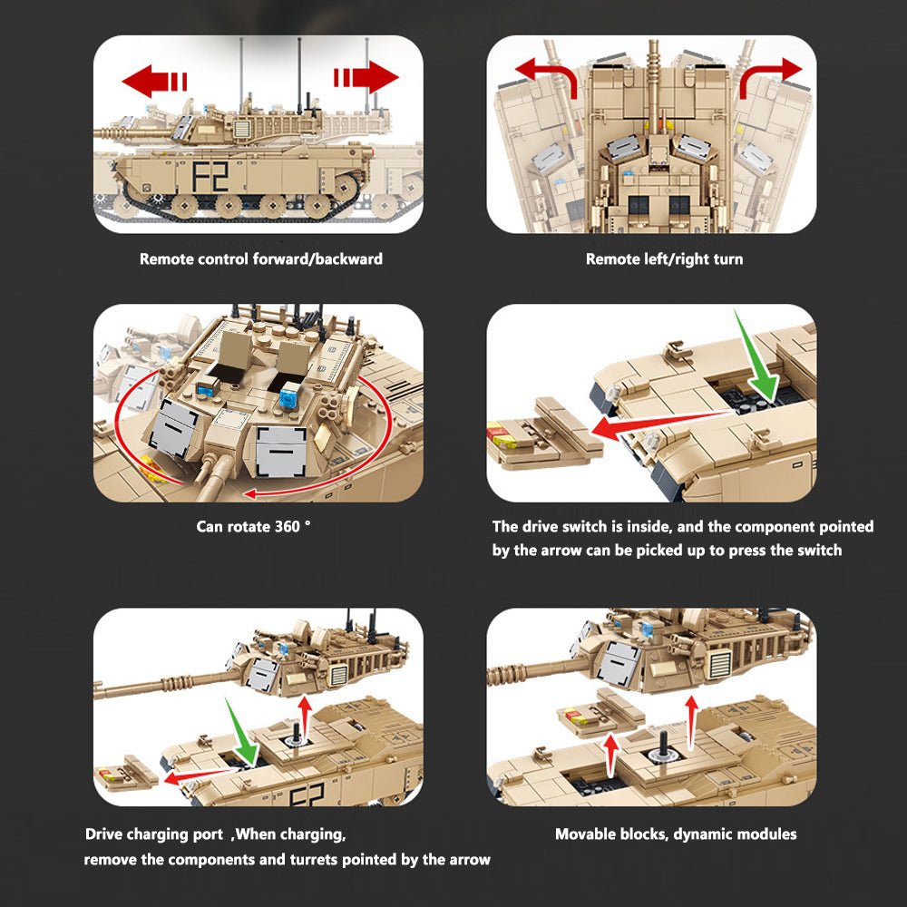 Panlos 676006 - M1A2 Abrams Main Battle Tank - vue 6 | Power Blockz