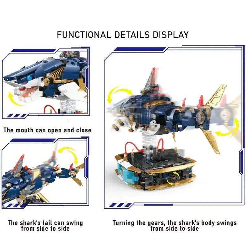 Small Angle JD071 - Mechanical Cyber Shark - vue 4 | Power Blockz