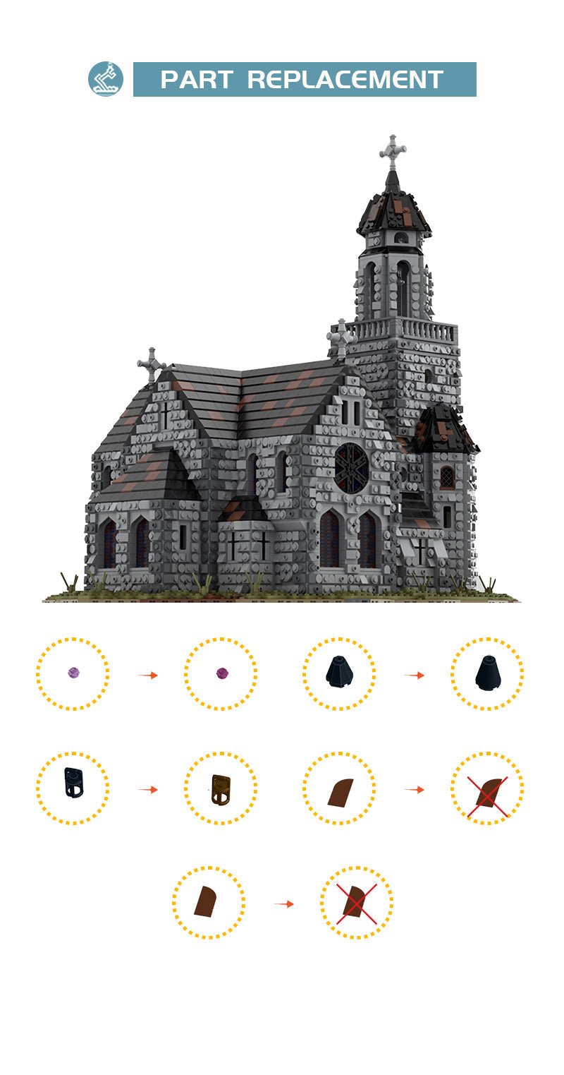 Gobricks MOC-76813 - Medieval Cathedral - vue 8 | Power Blockz