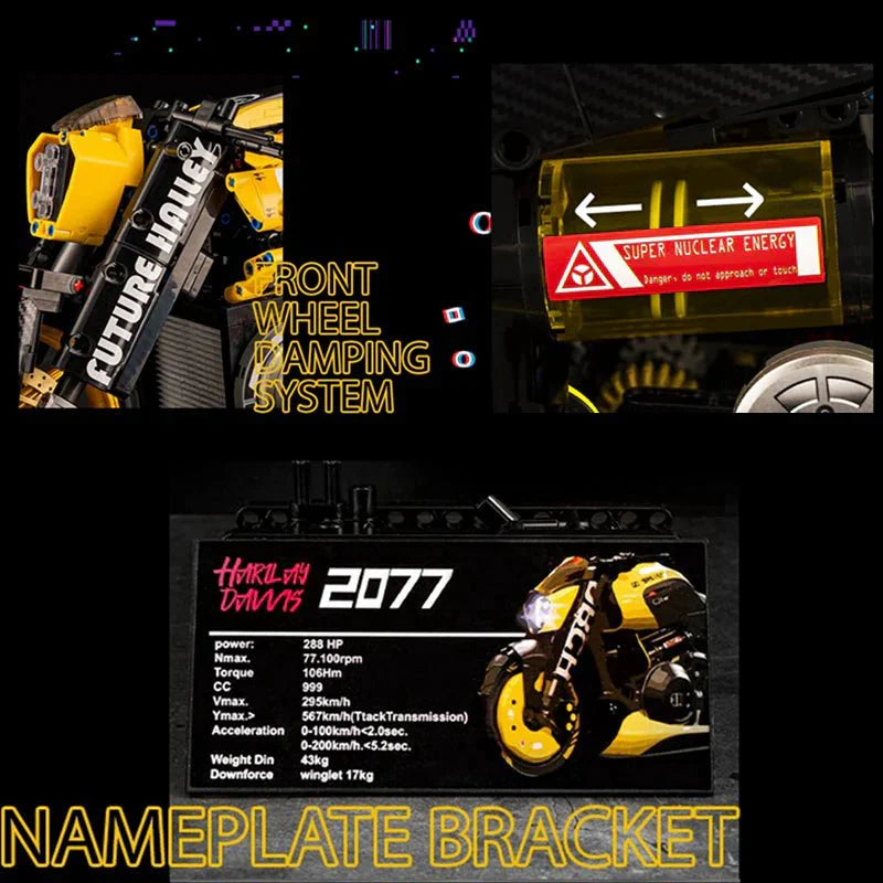 KBOX 10506 - Cyberpunk Neon Street Bike - vue 10 | Power Blockz