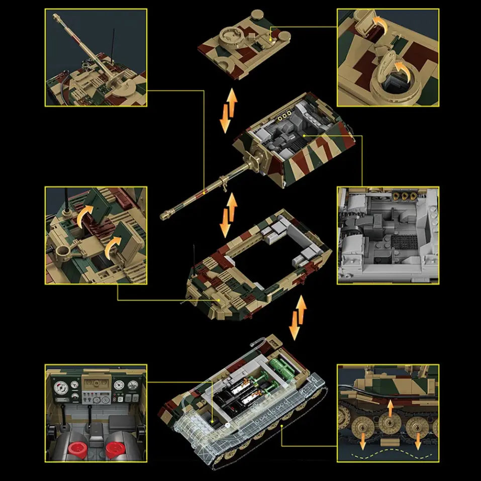 12GO 97023 - Jagdpanzer Tiger (Elephant) Tank - vue 11 | Power Blockz