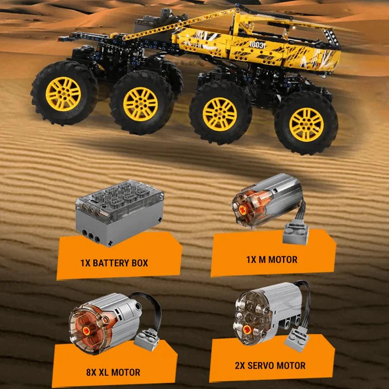 Mould King 18031 - Remote Controlled - Red - 8-Wheel Drive Off-Roader - vue 12 | Power Blockz