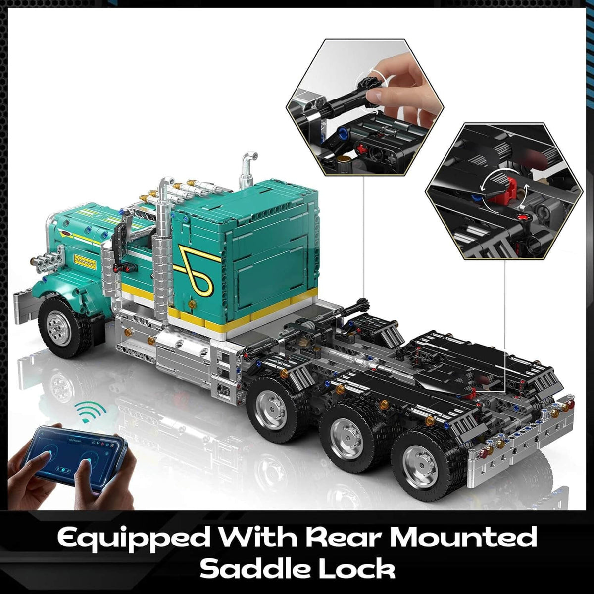 Mould King 13201 - Remote Controlled American Truck - vue 8 | Power Blockz