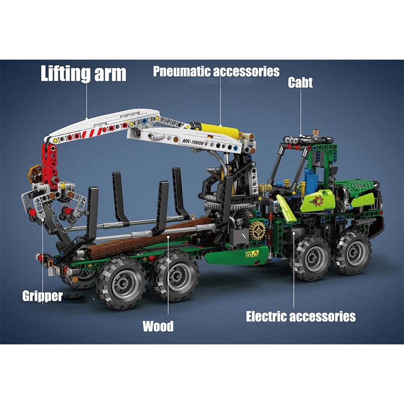Mould King 19006 - Pneumatic Forestry Harvester - vue 4 | Power Blockz