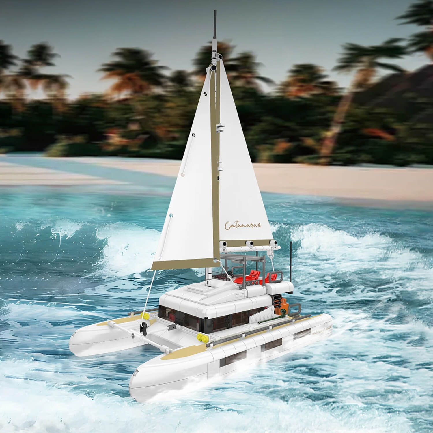 Mould King 10217 - Luxury Catamaran Yacht - vue 4 | Power Blockz