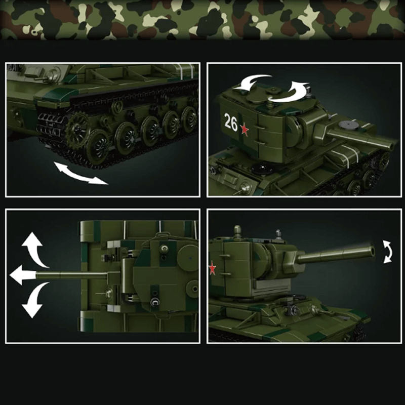 Mould King 20026 - Remote controlled KV-2 tank - vue 5 | Power Blockz