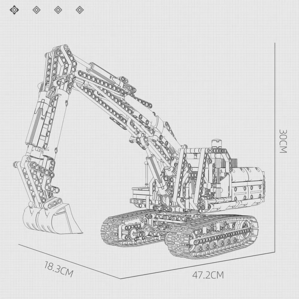 JIESTAR 57023 - Crawler Excavator - vue 8 | Power Blockz
