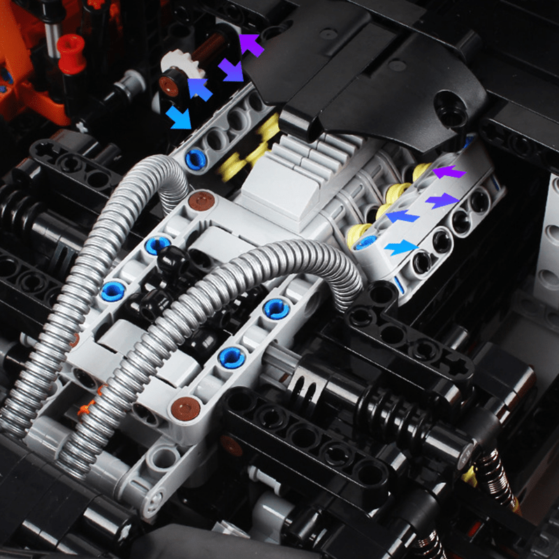 Mould King 13090S - Static Version - Orange Hybrid Hypercar P1 - vue 7 | Power Blockz
