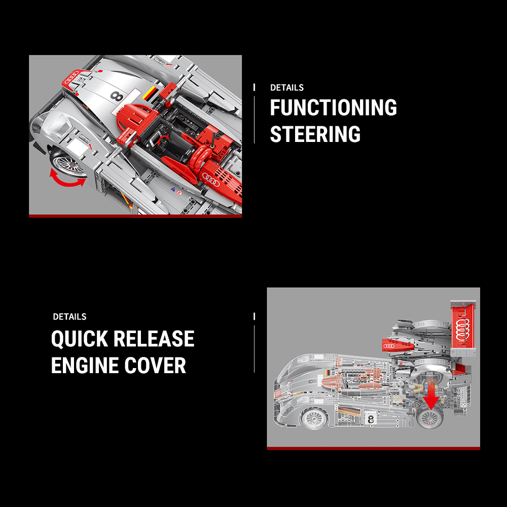 Happy Build YC-23044 - Static Version - Audi R8 LMP 2000 - vue 7 | Power Blockz