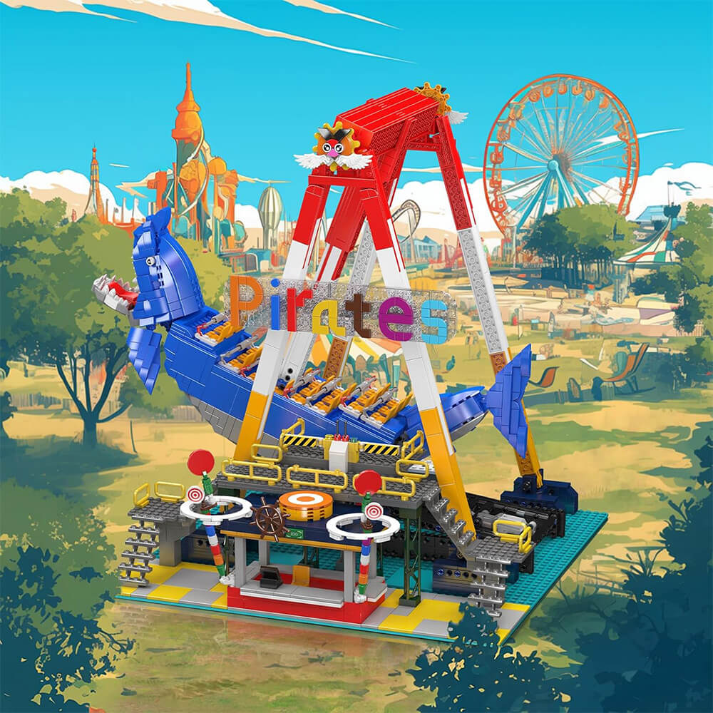 Mould King 11017 - Motorized Shark Swing Ride - vue 3 | Power Blockz