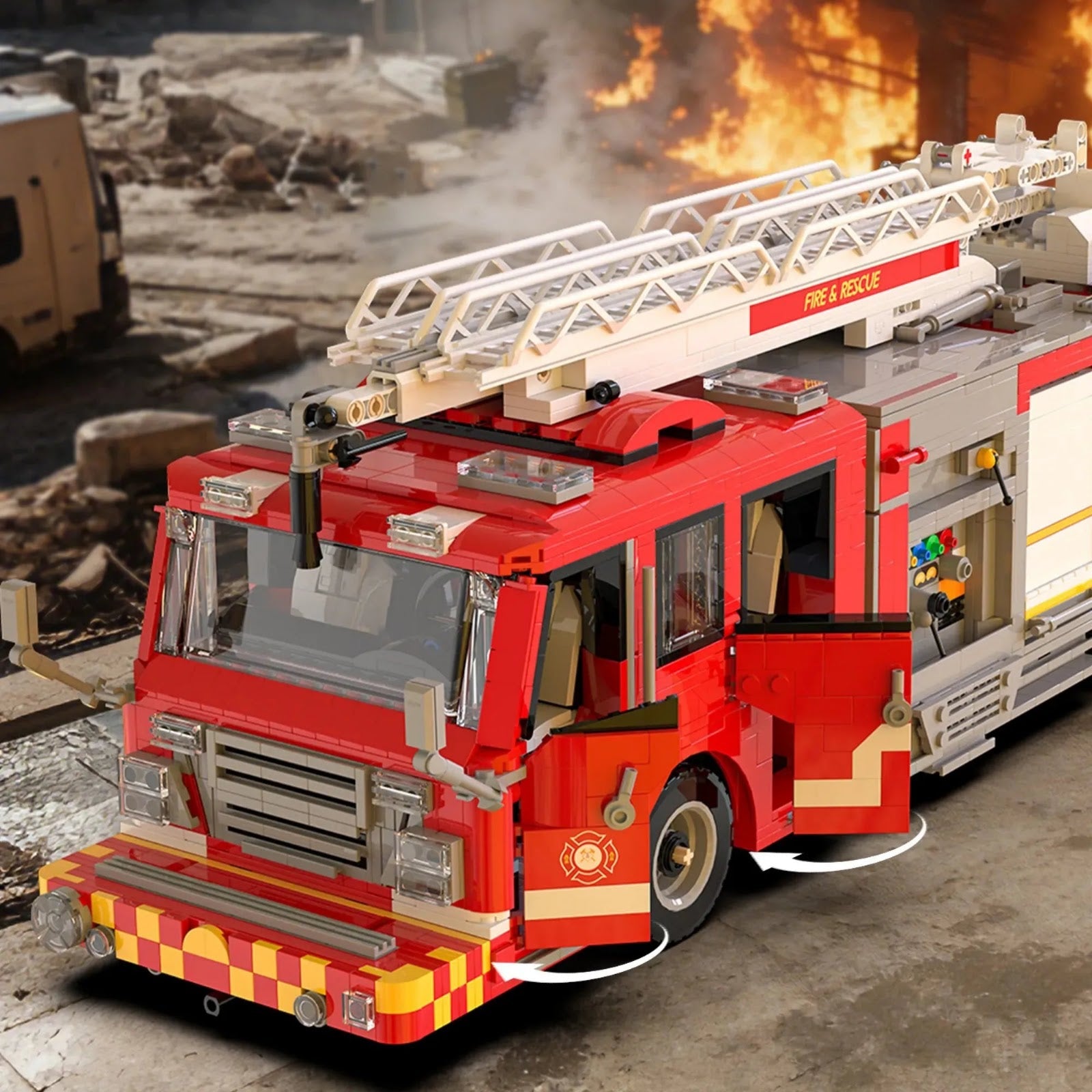 Xbert 66148 - US Firetruck Elevated Water Towers - vue 7 | Power Blockz