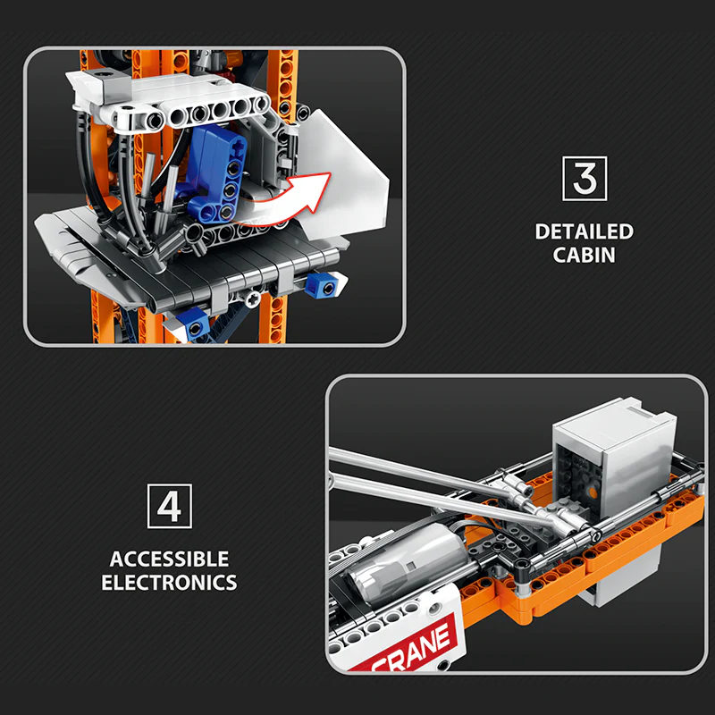 Reobrix 22013 - Motorized Tower Crane - vue 7 | Power Blockz