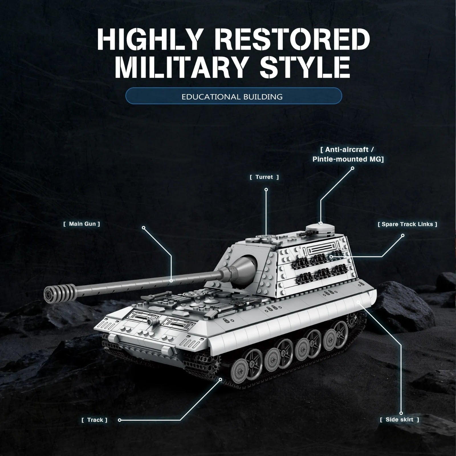 Reobrix 77037 - E100 Battle Tank - vue 9 | Power Blockz