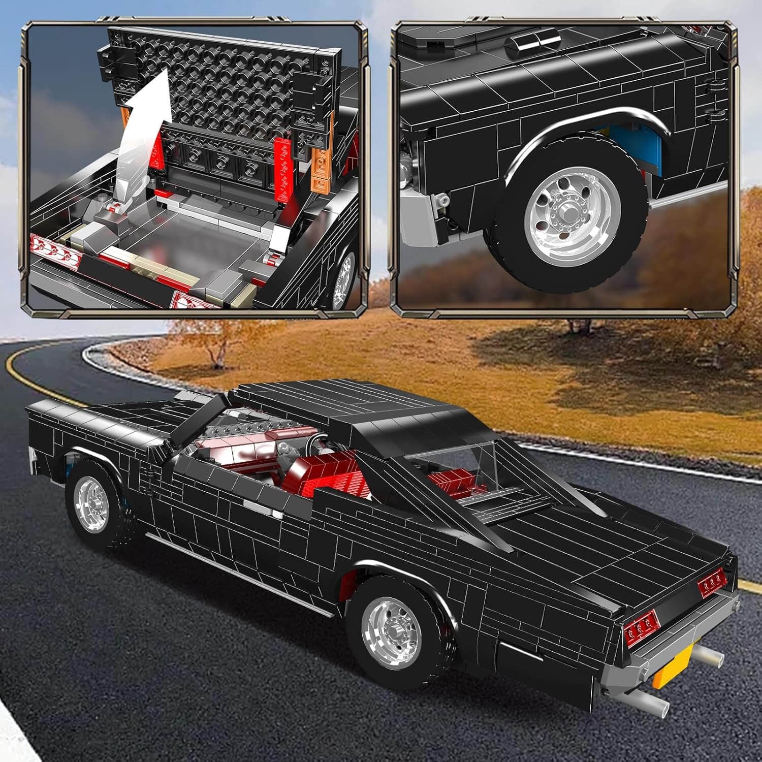 Mould King 10199 - 1960s American V8 Cruiser - vue 6 | Power Blockz