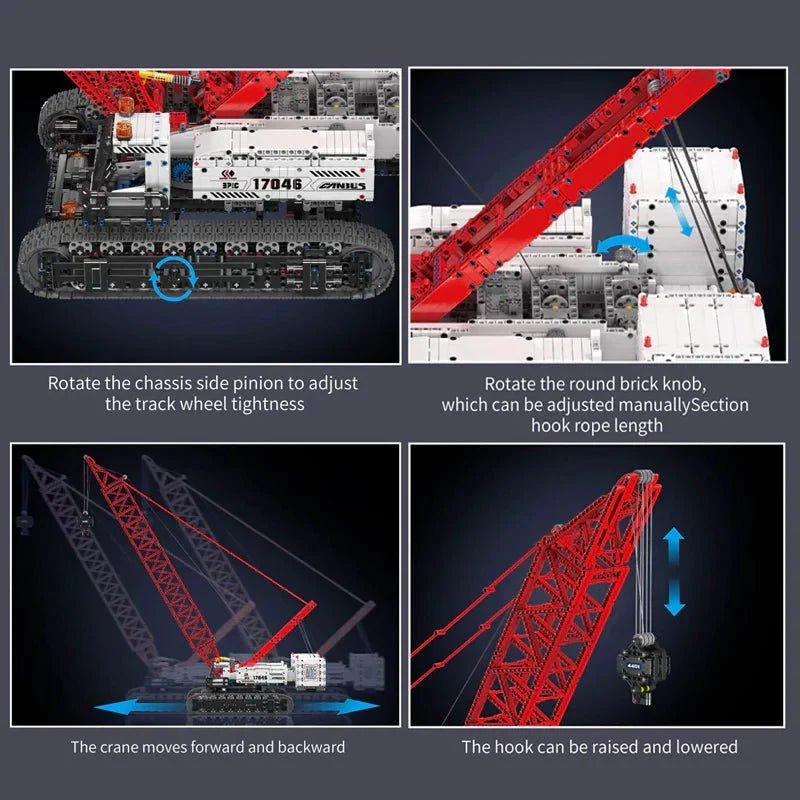 Mould King 17046 - Wacker 16000 Crawler Crane Technic - vue 4 | Power Blockz