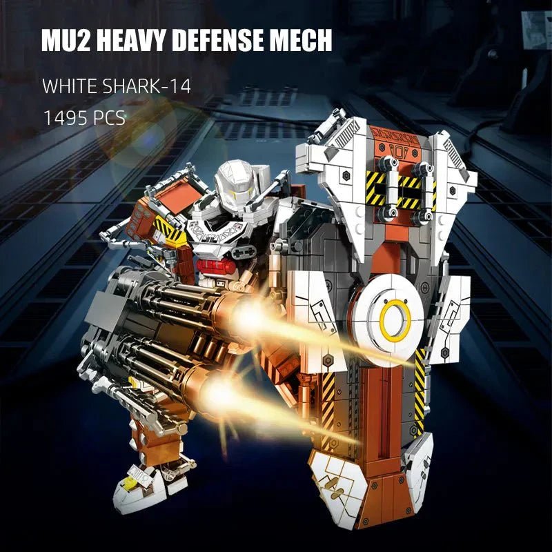 Mecha MU2 Heavy Defense White Shark Robot Bricks Toy | 1495pcs - Mecha MU2 Heavy Defense White Shark Robot Bricks Toy - vue 4 | Power Blockz
