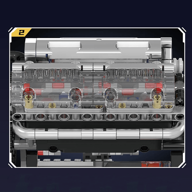 Mould King 10188 - Motorized V8 Muscle Engine - vue 11 | Power Blockz