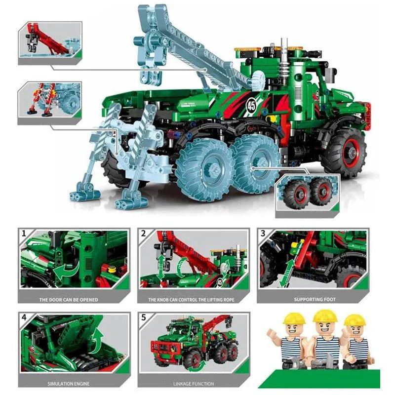 Sembo 720940 - 6x6 Crane Construction Truck - vue 2 | Power Blockz