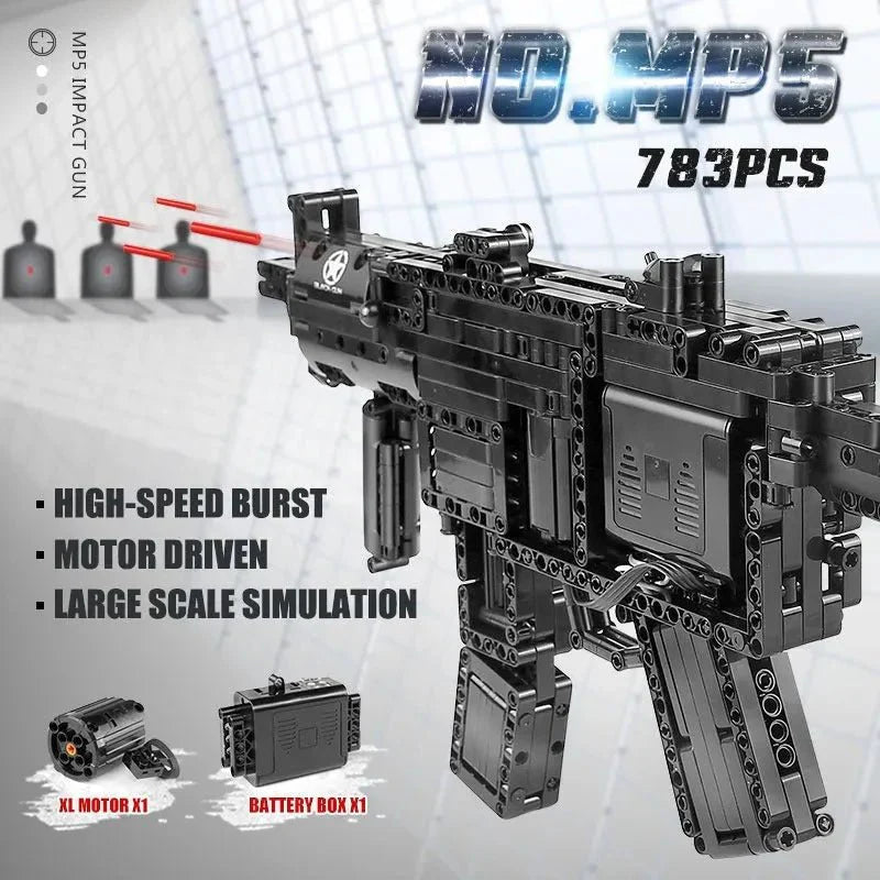Mould King 14001 - Military Motorized MP5 SMG - vue 4 | Power Blockz