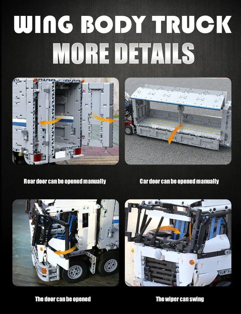Mould King 13139 - RC Wing-Body Cargo Truck - vue 12 | Power Blockz