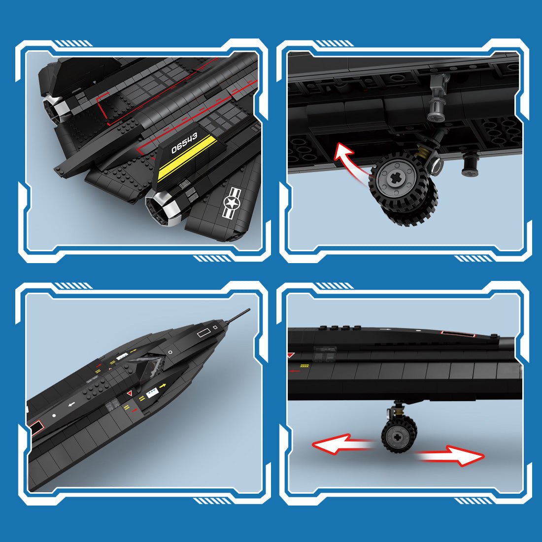 Reobrix 33041 - Sr71 Blackbird Tactical Aircraft - vue 5 | Power Blockz