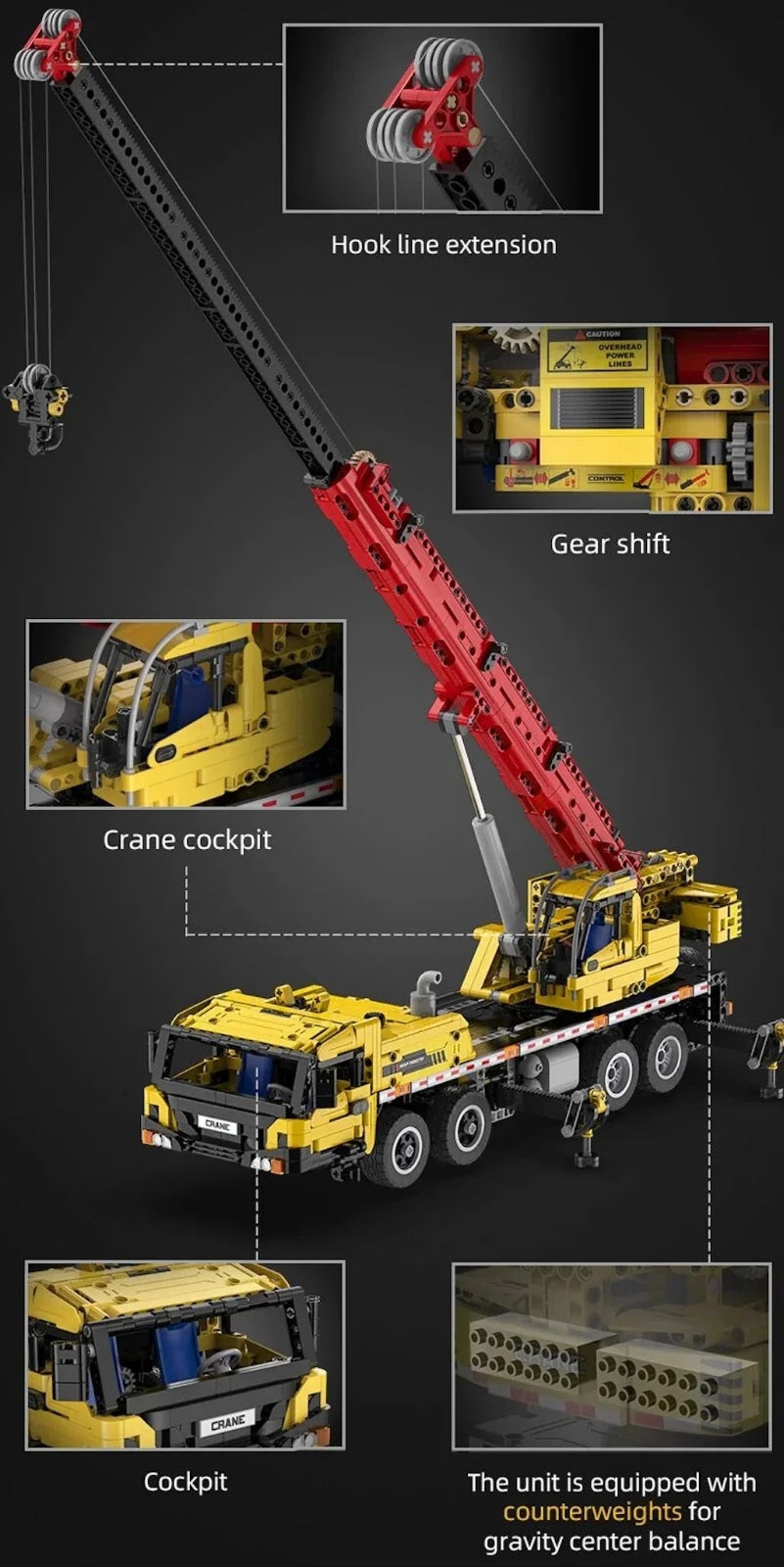 Cada C61081 - RC Mobile Crane - vue 4 | Power Blockz