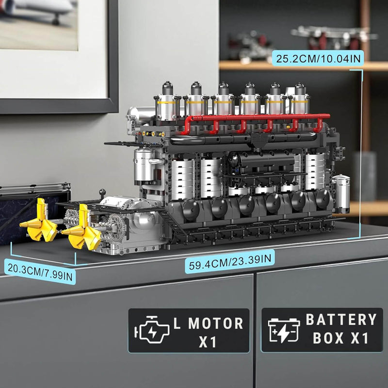 Mould King 10209 - Marine Twin-Prop Diesel Engine - vue 3 | Power Blockz
