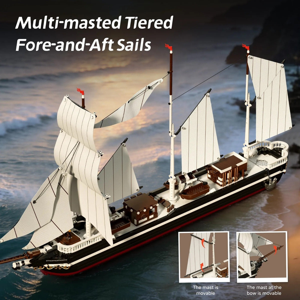 Xbert 66186 - Clipper Stad Amsterdam Sailboat - vue 4 | Power Blockz