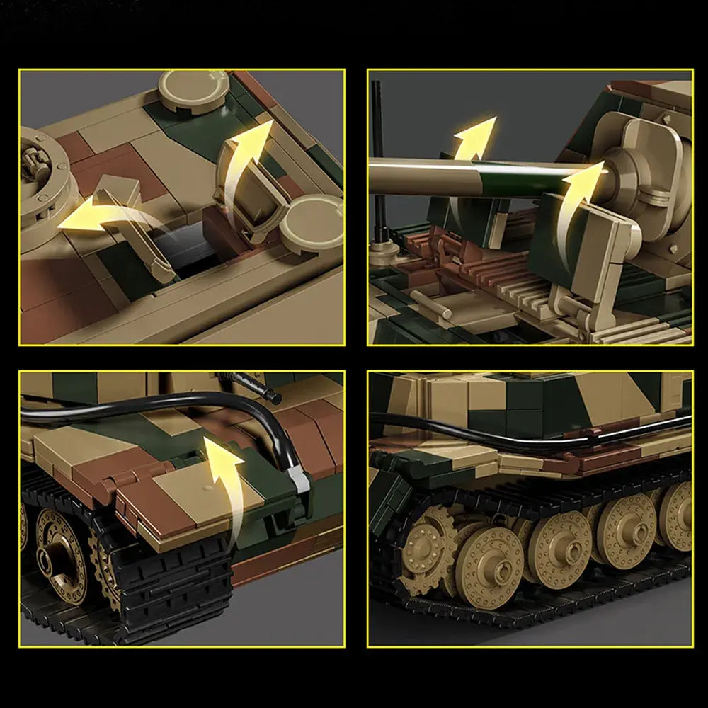 12GO 97023 - Jagdpanzer Tiger (Elephant) Tank - vue 10 | Power Blockz
