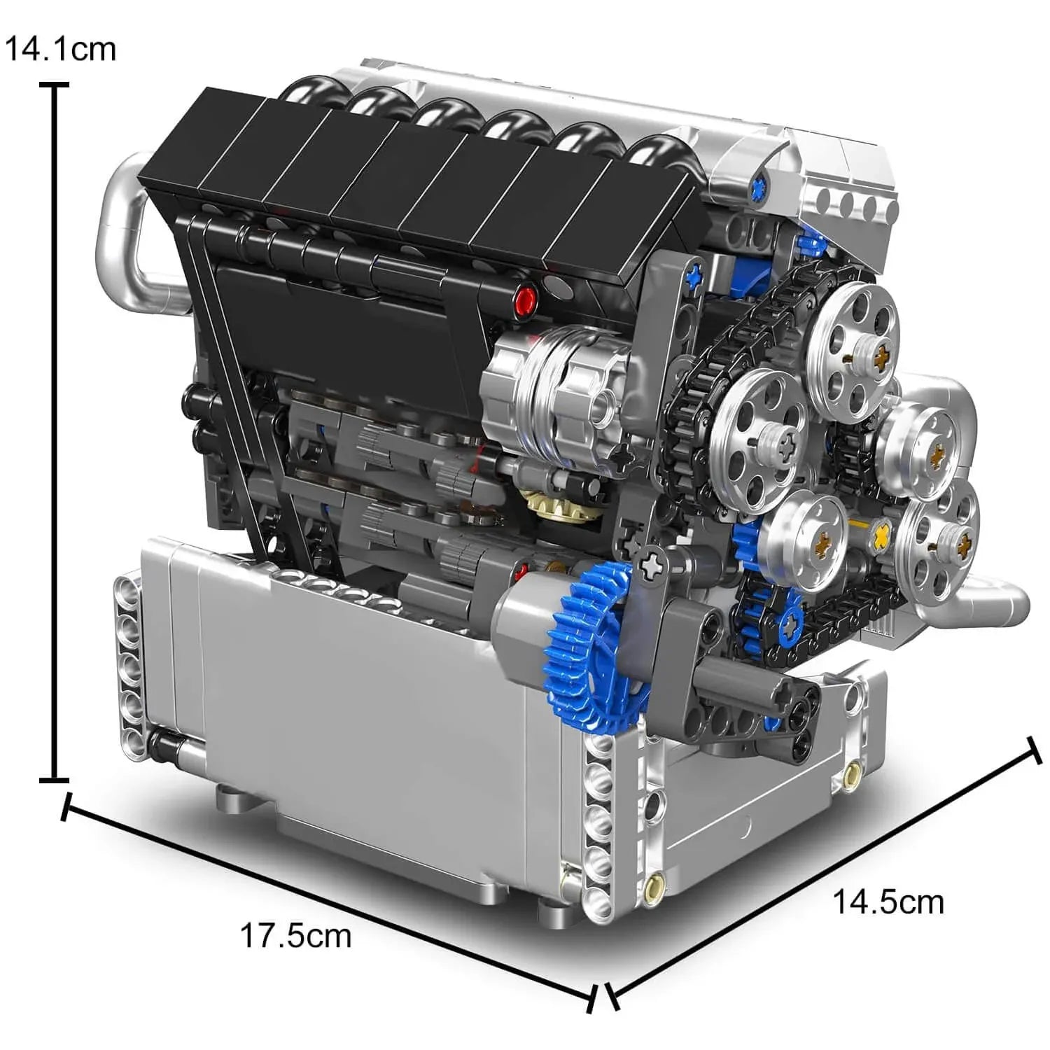Mould King 10213 - Motorised Inline-6 German Engine - vue 6 | Power Blockz