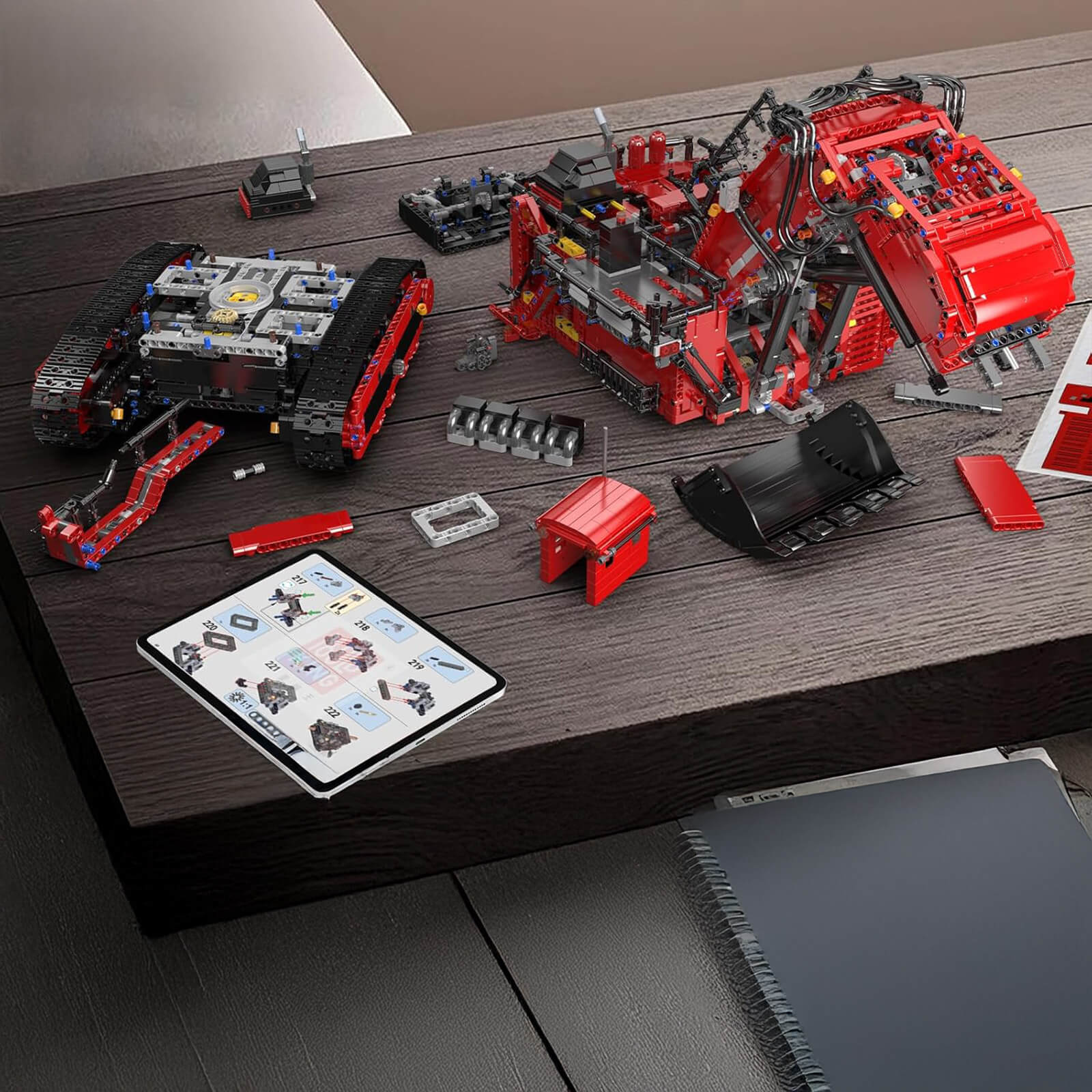 Mould King 17071 - Red - Heavy-Duty RC Excavator - vue 9 | Power Blockz