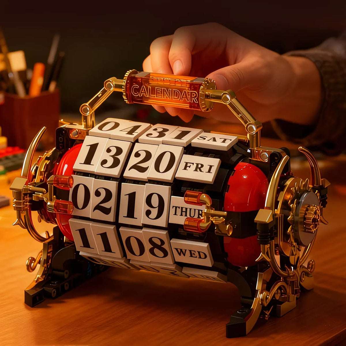 H2003 - Vintage Motorized Mechanical Calendar - vue 6 | Power Blockz