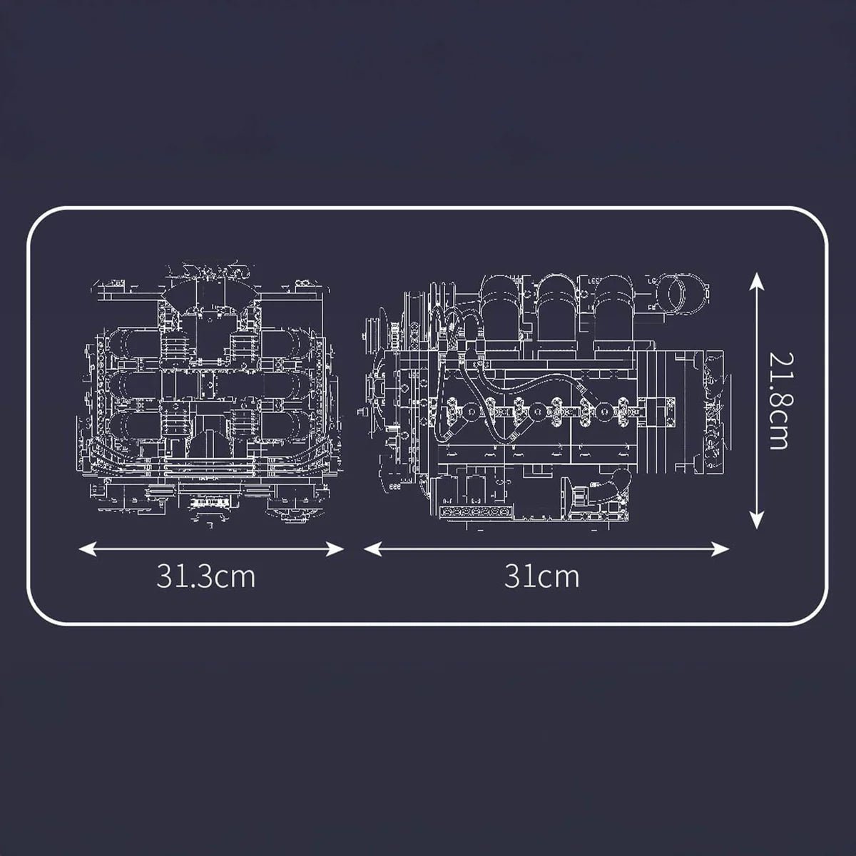 Mould King 10181 - Functional Flat 6 Boxer Engine - vue 5 | Power Blockz