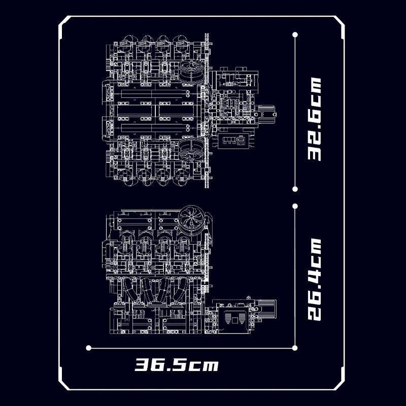 Mould King 10130 - Italian F488 V8 Engine - vue 9 | Power Blockz