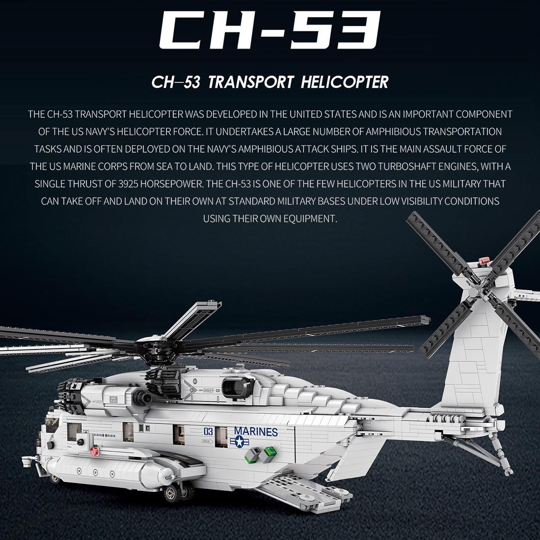 Reobrix 33037 - Sikorsky Ch-53K Super Stallion - vue 5 | Power Blockz