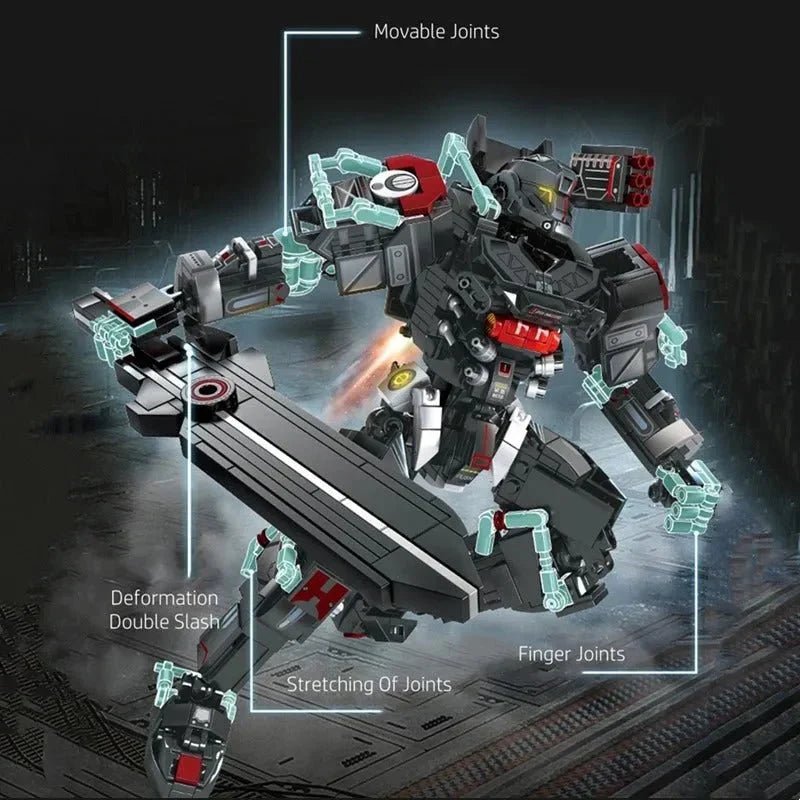 Heavy Duty Mecha Robot MU2 White Shark Bricks Toy | 802pcs - Heavy Duty Mecha Robot MU2 White Shark Bricks Toy - vue 6 | Power Blockz
