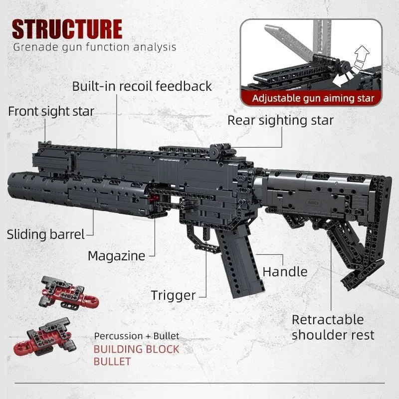Mould King 14014 - Motorized Grenade Launcher - vue 9 | Power Blockz