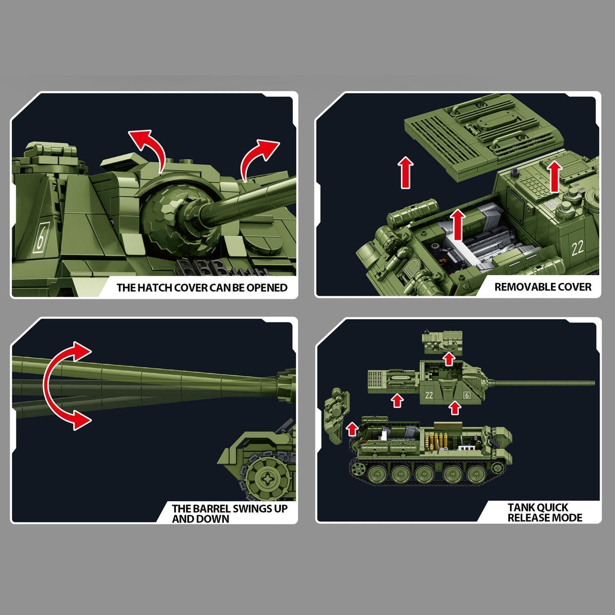 Spebrick 632022 - SU-100 tank - vue 4 | Power Blockz