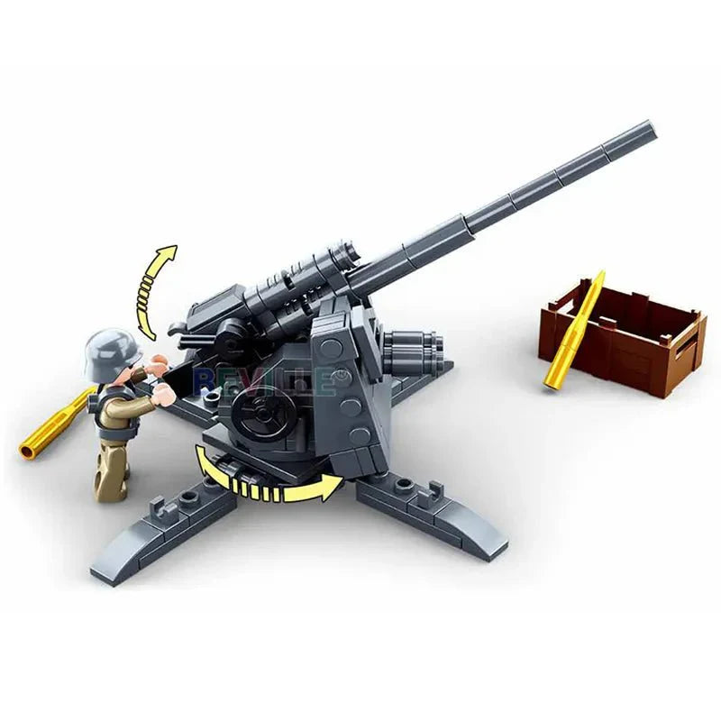 Sluban M38-B0852 - Military WW2 Normandy Landing 88MM Anti-Tank - vue 3 | Power Blockz